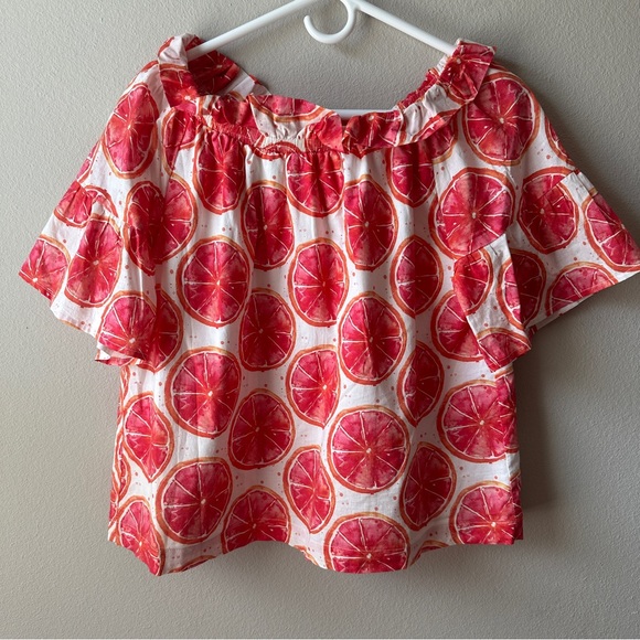 Brooke Wright Tops - NWOT Brooke Wright one of a kind handmade grapefruit print blouse top